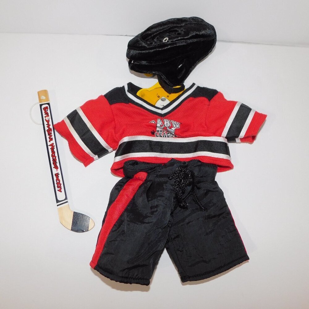 Build A Bear Hockey league Outfit Set Jersey Helmet Pants Hockey Stick BAB BABW